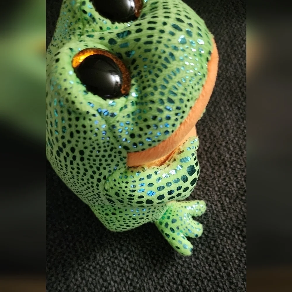 Ty Beanie Boo Speckles Green and Orange Frog Plush Toy